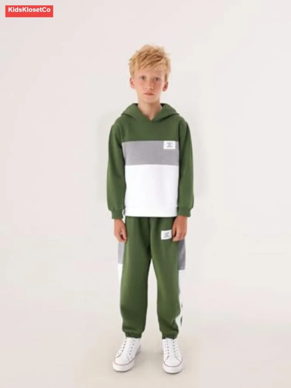 Boys Long Sleeve Color Block Hoodie & Jogger 2-Piece Set Track Suit